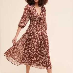 Anthropologie - Mink Pink Floral Wrap Dress 🍂 Seam Open On Left Shoulder
